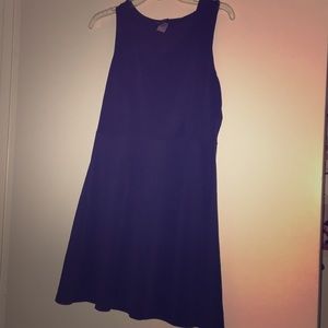 Navy blue skater dress.